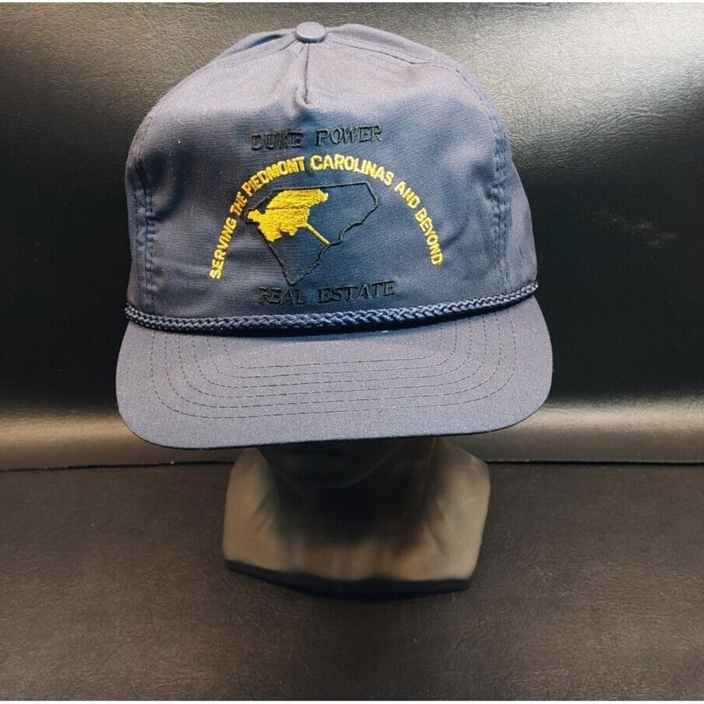 Vintage Duke Power Real Estate Carolinas Navy Blue Cord Bill Snapback Hat Cap